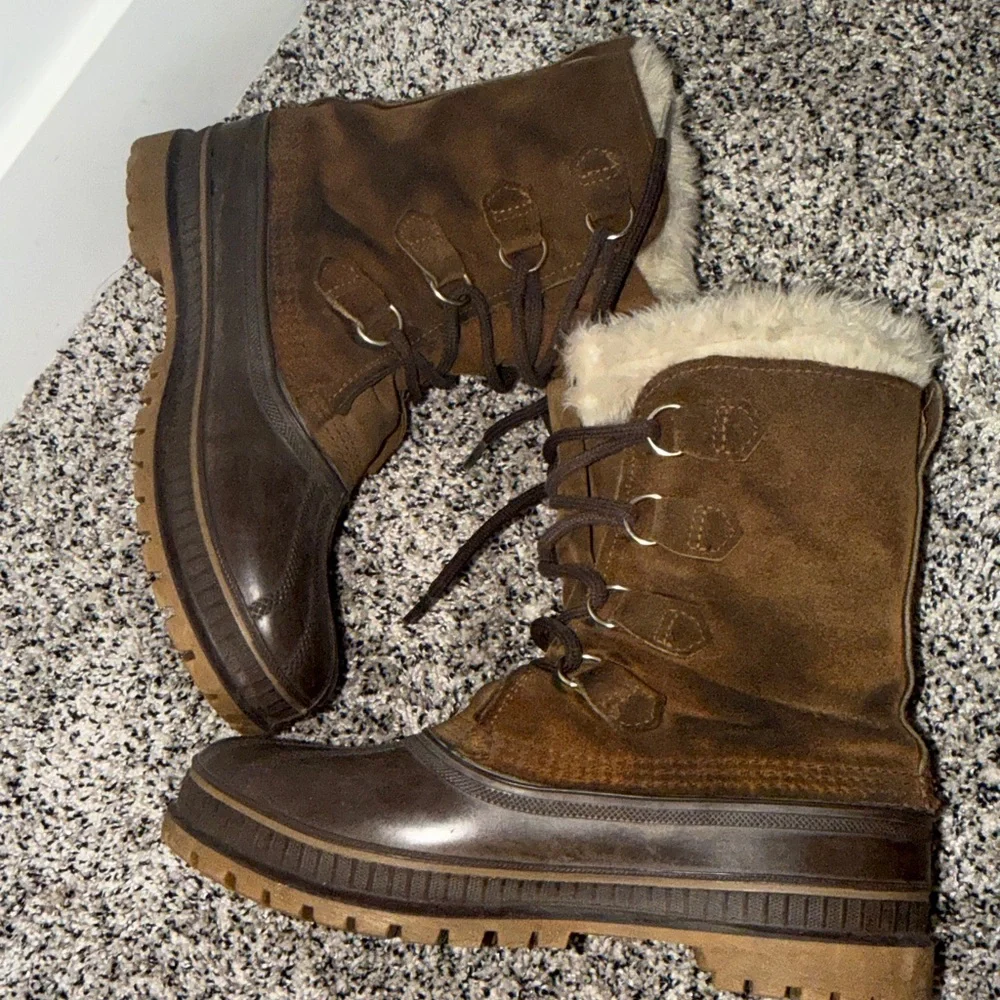 Sorel Rough Rider Suede Snow Boots Waterproof Mens Size 8